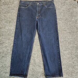 Levis Jeans Mens W42 L30 Blue Denim Dark Wash‎ Straight Leg Casual Pants